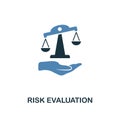 Risk Evaluation icon in two color design. Line style icon from insurance icon collection. UI and UX. Pixel perfect premium risk ev