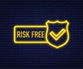 Risk free, guarantee label on dark background. Vector illustration. Royalty Free Stock Photo