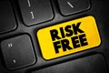 Risk Free text button on keyboard, concept background Royalty Free Stock Photo