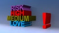 Risk high medium love on blue