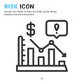 Risk icon vector with outline style isolated on white background. Vector illustration bankrupt sign symbol icon concept