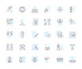 Risk Ideas linear icons set. Uncertainty, Hazard, Vulnerability, Ambiguity, Exposure, Threat, Probability line vector