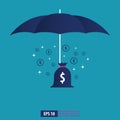 Risk Illustration. Risk concept with umbrella. Business background vector