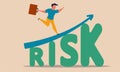 Risk invest finance and risky stock asset. Financial arrow growth high and return reward roi trader vector illustration concept. Royalty Free Stock Photo