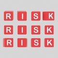 Risk letters cubes. 3D illustration.
