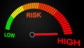 Risk level to maximum on the black dashboard screen. 3D rendering Royalty Free Stock Photo