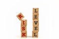 Risk level word written on cube shape. Royalty Free Stock Photo