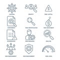 Risk management icon, line, outline vector sign, linear style pictogram isolated on white. Symbol, logo illustration