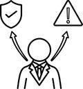 Risk management icon with security shield and warning symbol Royalty Free Stock Photo