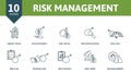 Risk Management icon set. Collection of simple elements such as the market trend, risk investment, risk capital, risk