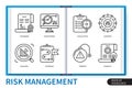 Risk management infographics linear icons collection