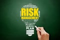Risk Management light bulb word cloud collage