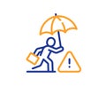 Risk management line icon. Insurance umbrella sign. Vector