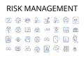 Risk management line icons collection. Time management, Project management, Process improvement, Cost control, Financial Royalty Free Stock Photo