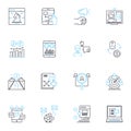 Risk management linear icons set. Mitigation, Assessment, Analysis, Control, Strategy, Reaction, Profiling line vector