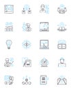 Risk management linear icons set. Mitigation, Assessment, Analysis, Control, Strategy, Reaction, Profiling line vector