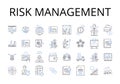 Risk management line icons collection. Time management, Project management, Process improvement, Cost control, Financial Royalty Free Stock Photo