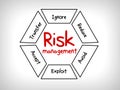 Risk management mind map - ignore, accept, avoid, reduce, transfer and exploit