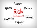 Risk management mind map - ignore, accept, avoid, reduce, transfer and exploit