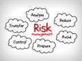 Risk management mind map - ignore, accept, avoid, reduce, transfer and exploit