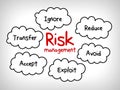 Risk management mind map - ignore, accept, avoid, reduce, transfer and exploit
