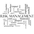 Risk Management Word Cloud Concept in black and white Royalty Free Stock Photo