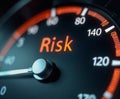 Risk meter pointing at maximum level on dashboard Royalty Free Stock Photo
