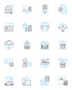 Risk protection linear icons set. Insurance, Security, Defense, Coverage, Safety, Shield, Guarantee line vector and