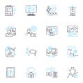 Risk research linear icons set. Hazard, Vulnerability, Probability, Mitigation, Insecurity, Peril, Exposure line vector