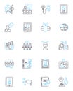 Risk research linear icons set. Hazard, Vulnerability, Probability, Mitigation, Insecurity, Peril, Exposure line vector