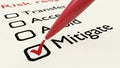 Risk response checklist with mitigate ticked Royalty Free Stock Photo