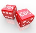 Risk and Reward - Words on Dice Royalty Free Stock Photo
