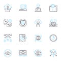 Risk security linear icons set. Vulnerability, Threat, Breach, Exposure, Hack, Intrusion, Compromise line vector and