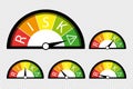 Risk Speedometer, Customer Satisfaction Meter, Product Rating Concept - Vector Illustrations Set - Isolated On Transparent