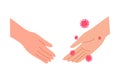 Risk of spreading red coronavirus infection bacterias by shaking hands