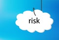Risk text cloud on blue back ground