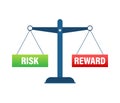 Risk vs reward balance on the scale. Balance on scale. Business Concept. Vector stock illustration Royalty Free Stock Photo