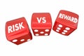 Risk Vs Reward Rolling Dice ROI Words Royalty Free Stock Photo
