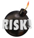 Risk Word Black Round Bomb Danger Warning Potential Problem
