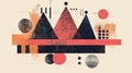 Risograph Crown with geometric shapes. Objects in trendy riso graph print texture style design with geometry elements.
