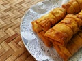 Risol tahu kulit pangsit, risol tofu dumpling skin, various dishes from dumpling skin Royalty Free Stock Photo