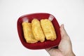 risoles sosis mayo & x28;American risoles& x29; or mayonnaise sausage rissole is a small patty rolled in breadcrumbs Royalty Free Stock Photo
