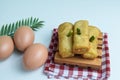 Risoles sosis mayo (American risoles) or mayonnaise sausage rissole is a small patty rolled in breadcrumbs Royalty Free Stock Photo