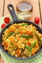 Risotto with carrots, zucchini and green beans Royalty Free Stock Photo