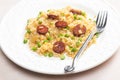 risotto with chorizo and pea Royalty Free Stock Photo