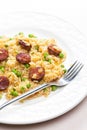 risotto with chorizo and pea Royalty Free Stock Photo