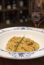 Risotto of funghi porcini with glass of wine