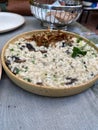 risotto funghi porcini served at Italian restaurant Royalty Free Stock Photo