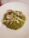 Risotto with genoan pesto and sea fruits