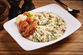 Risotto Mushroom and chicken served in dish isolated on table side view of middle east food Royalty Free Stock Photo